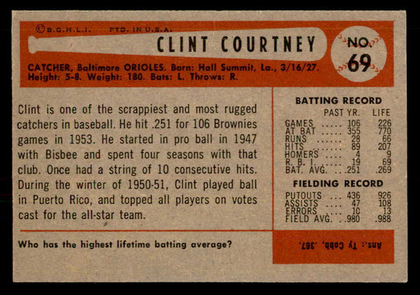 1954 Bowman Baseball #069 Clint Courtney Orioles EX-MT 557426