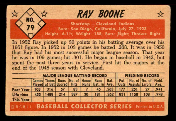 1953 Bowman Color Baseball #079 Ray Boone Indians VG 557543