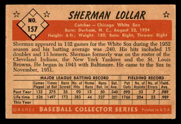 1953 Bowman Color Baseball #157 Sherm Lollar White Sox EX+/EX-MT 557545