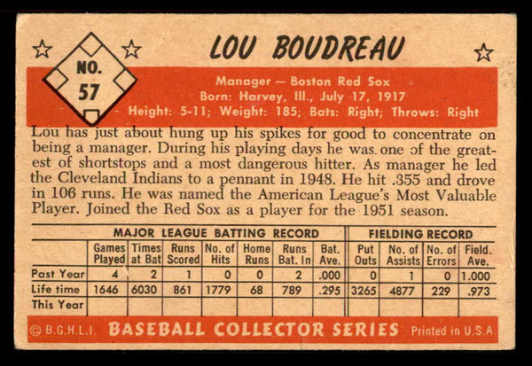 1953 Bowman Color Baseball #057 Lou Boudreau Red Sox VG-EX 557553