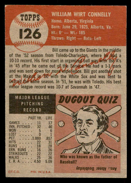 1953 Topps Baseball #126 Bill Connelly Giants EX-MT 557638