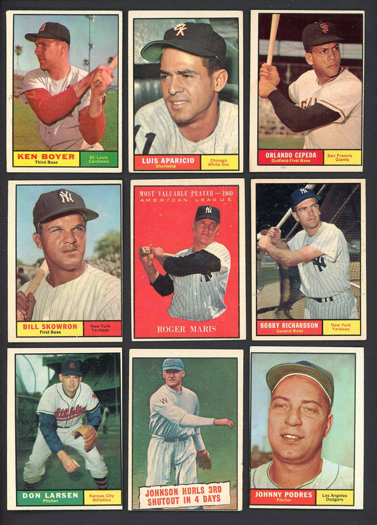 1961 Topps Set Lot 154 Diff Mid Grade Maris Aparicio Fox 557672