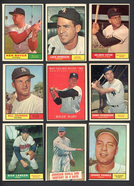 1961 Topps Set Lot 154 Diff Mid Grade Maris Aparicio Fox 557672