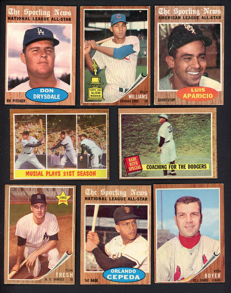 1962 Topps Set Lot 115 Diff Mid Grade Williams Musial Boyer 557677