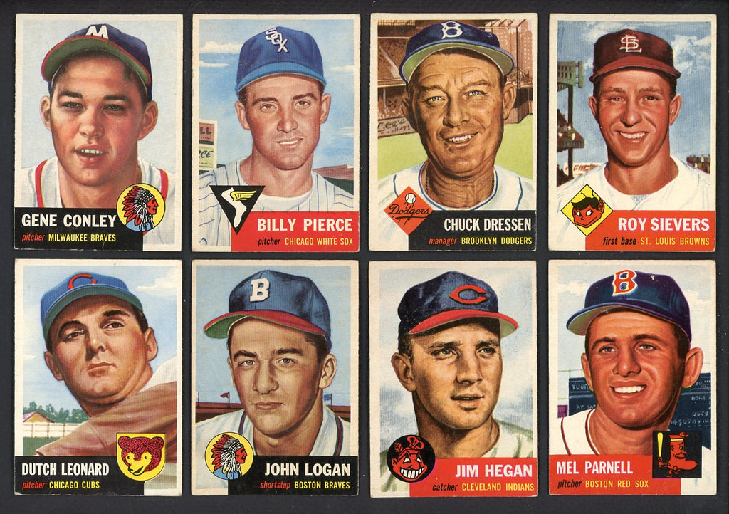 1953 Topps Set Lot Mid Grade Dressen Pierce Conley 557771