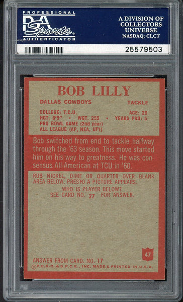 1965 Philadelphia # 47 Bob Lilly Cowboys PSA 7 NM 557773