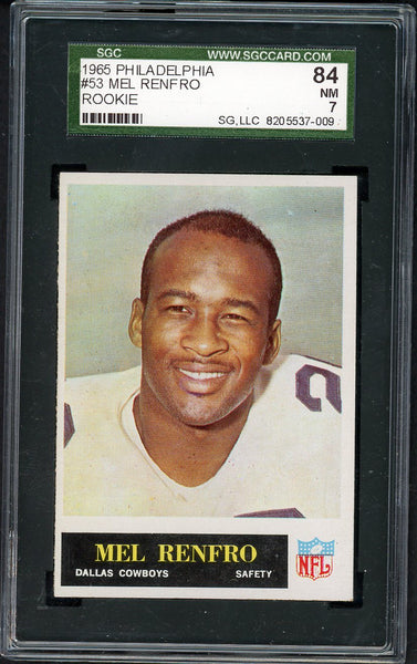 1965 Philadelphia # 53 Mel Renfro Cowboys SGC 7 NM 557783