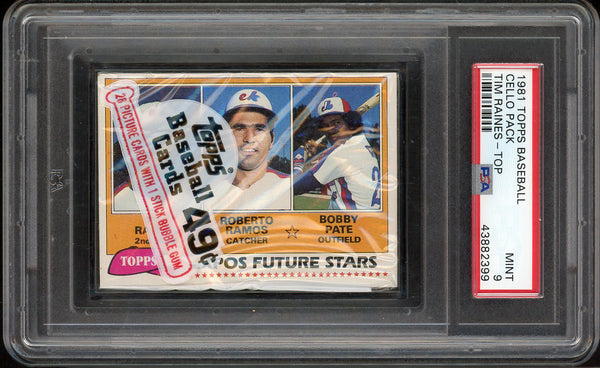 1981 Topps Cello Pack Tim Raines Expos Top PSA 9 MINT 557794