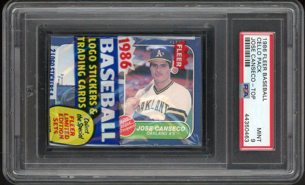 1986 Fleer Cello Pack Jose Canseco A's Top PSA 9 MINT 557796