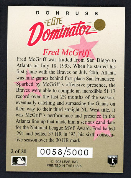 1993 Donruss Elite Dominator #002 Fred McGriff Braves 557798