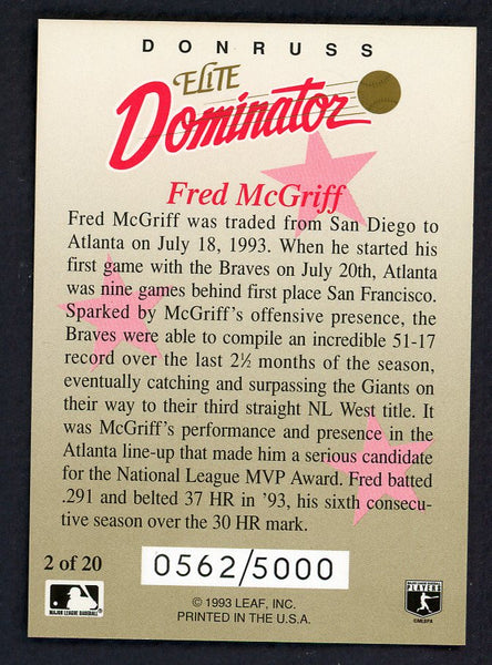 1993 Donruss Elite Dominator #002 Fred McGriff Braves 557799
