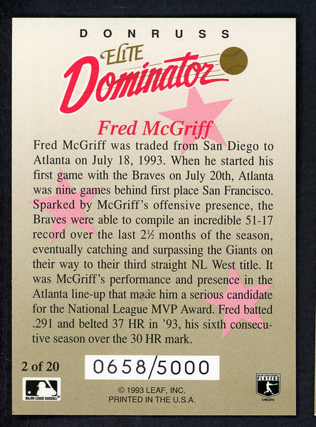 1993 Donruss Elite Dominator #002 Fred McGriff Braves 557800