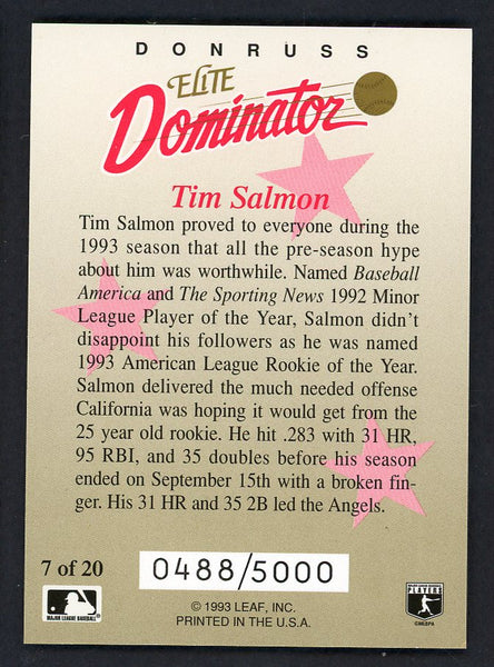 1993 Donruss Elite Dominator #007 Tim Salmon Angels 557810
