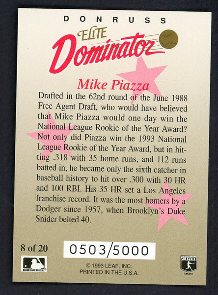 1993 Donruss Elite Dominator #008 Mike Piazza Dodgers 557811