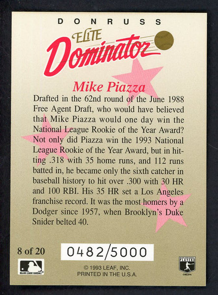 1993 Donruss Elite Dominator #008 Mike Piazza Dodgers 557812