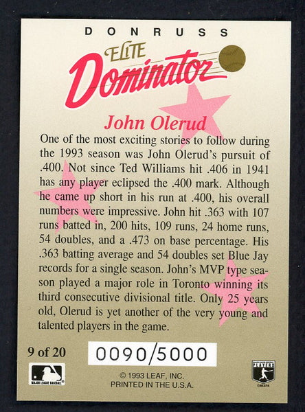 1993 Donruss Elite Dominator #009 John Olerud Blue Jays 557814