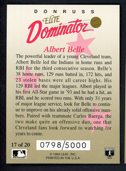 1993 Donruss Elite Dominator #017 Albert Belle Indians 557821