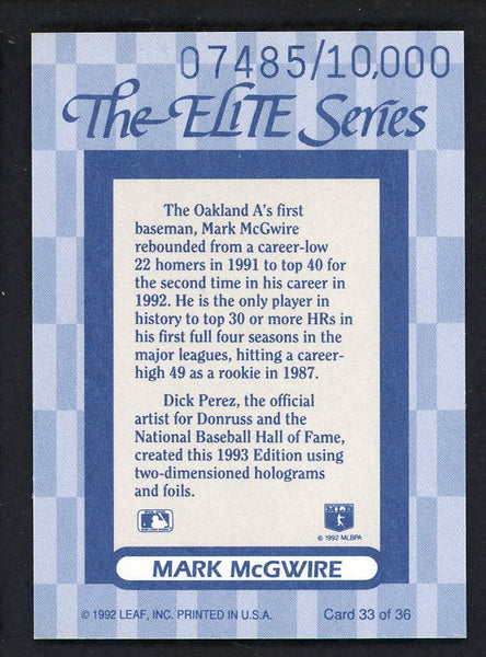 1993 Donruss Elite #033 Mark McGwire A's 557888