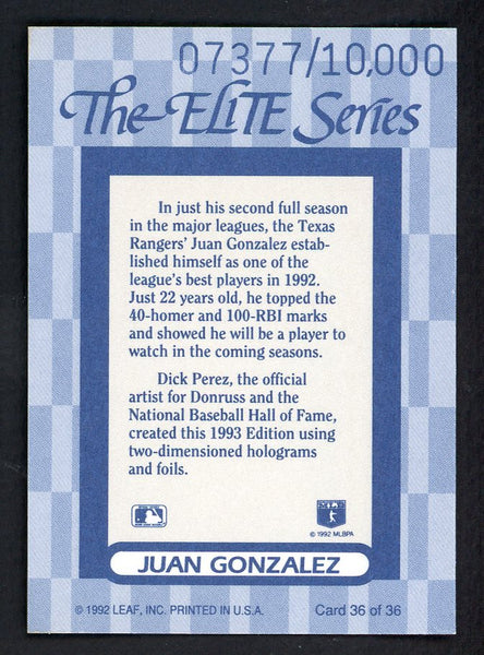1993 Donruss Elite #036 Juan Gonzalez Rangers 557892