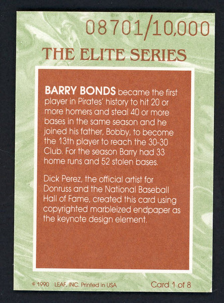 1991 Donruss Elite #001 Barry Bonds Pirates 557894