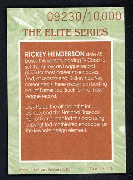 1991 Donruss Elite #007 Rickey Henderson A's 557902