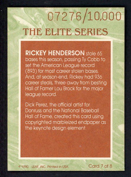 1991 Donruss Elite #007 Rickey Henderson A's 557903