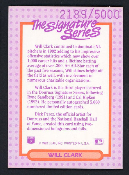 1993 Donruss Elite Signature Will Clark Giants 557918