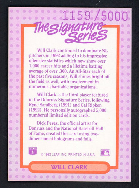 1993 Donruss Elite Signature Will Clark Giants 557919