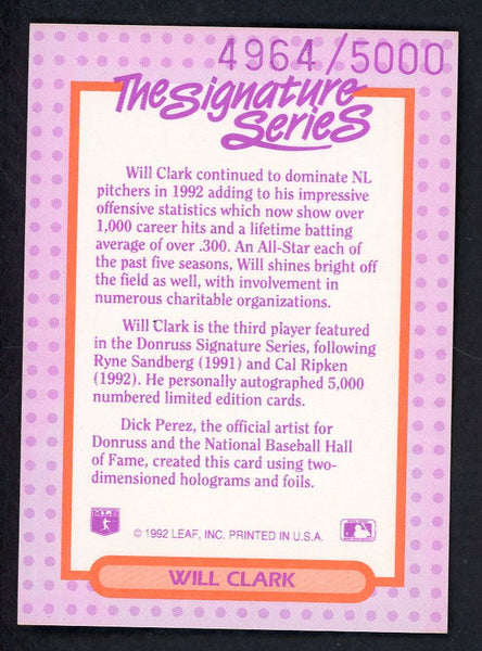 1993 Donruss Elite Signature Will Clark Giants 557920