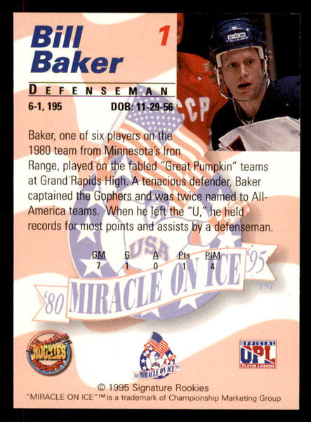 1995 Signature Rookies Miracle on Ice #001 Bill Baker Autograph 557923