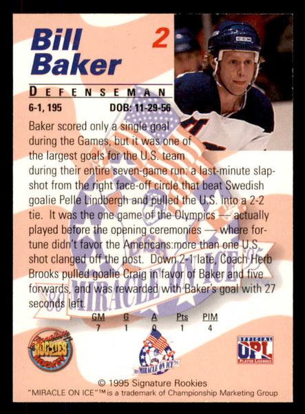 1995 Signature Rookies Miracle on Ice #002 Bill Baker Autograph 557925