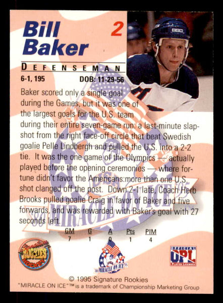 1995 Signature Rookies Miracle on Ice #002 Bill Baker Autograph 557926