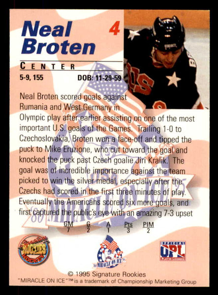1995 Signature Rookies Miracle on Ice #004 Neal Broten Autograph 557929