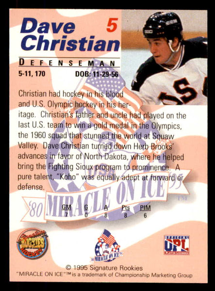 1995 Signature Rookies Miracle on Ice #005 Dave Christian Autograph 557931