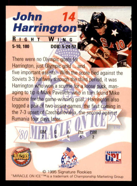 1995 Signature Rookies Miracle on Ice #014 John Harrington Autograph 557949