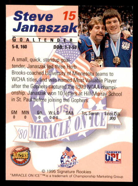 1995 Signature Rookies Miracle on Ice #015 Steve Janaszak Autograph 557953