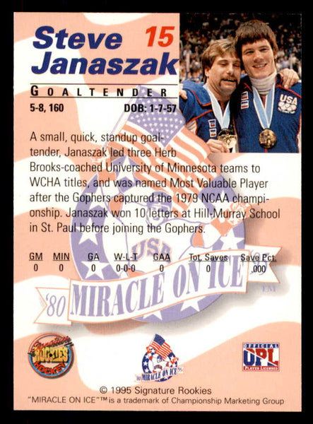 1995 Signature Rookies Miracle on Ice #015 Steve Janaszak Autograph 557954