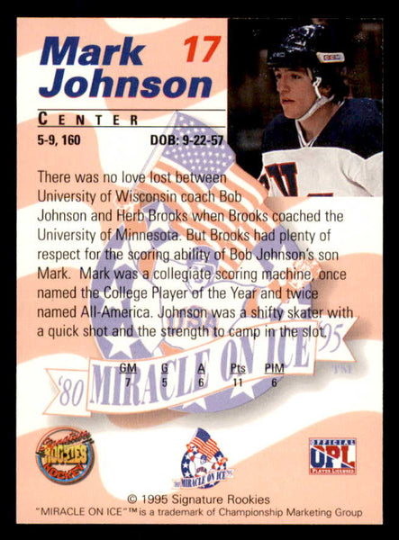 1995 Signature Rookies Miracle on Ice #017 Mark Johnson Autograph 557955