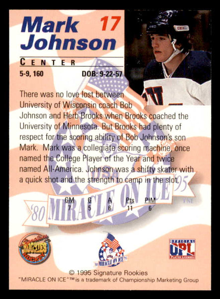 1995 Signature Rookies Miracle on Ice #017 Mark Johnson Autograph 557956
