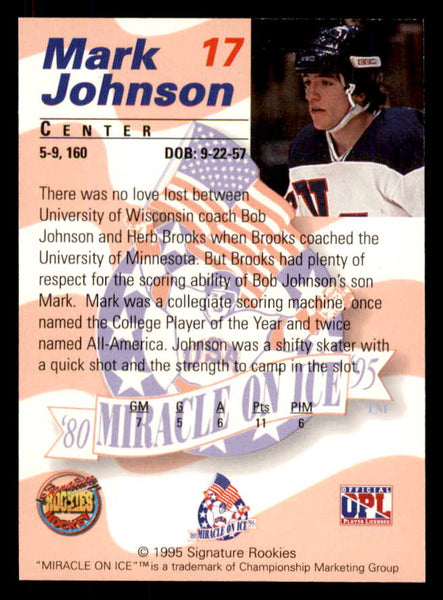 1995 Signature Rookies Miracle on Ice #017 Mark Johnson Autograph 557957