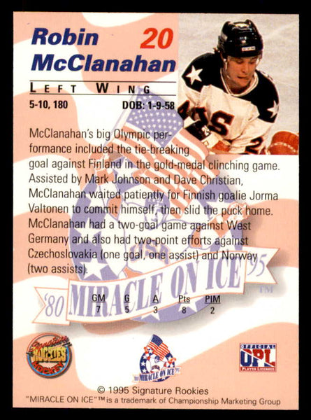 1995 Signature Rookies Miracle on Ice #020 Rob McClanahan Autograph 557959