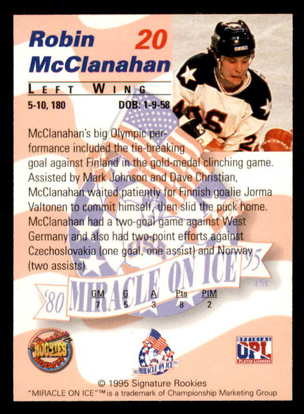 1995 Signature Rookies Miracle on Ice #020 Rob McClanahan Autograph 557960