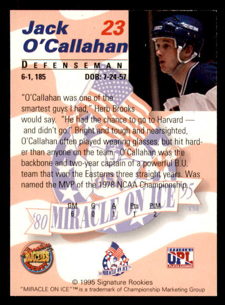 1995 Signature Rookies Miracle on Ice #023 Jack O'Callahan Autograph 557964