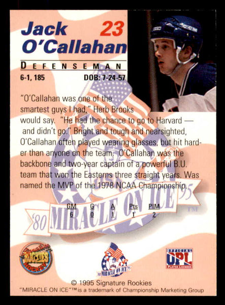 1995 Signature Rookies Miracle on Ice #023 Jack O'Callahan Autograph 557965