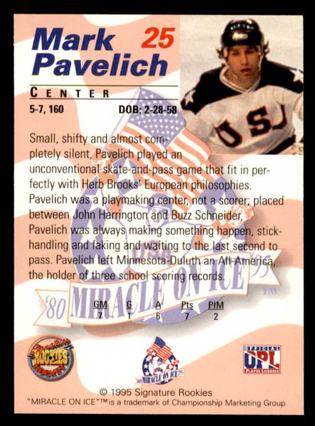 1995 Signature Rookies Miracle on Ice #025 Mark Pavelich Autograph 557968