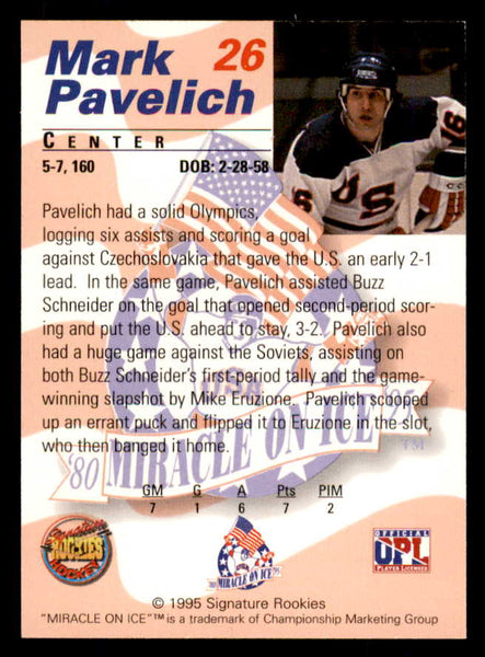 1995 Signature Rookies Miracle on Ice #026 Mark Pavelich Autograph 557969