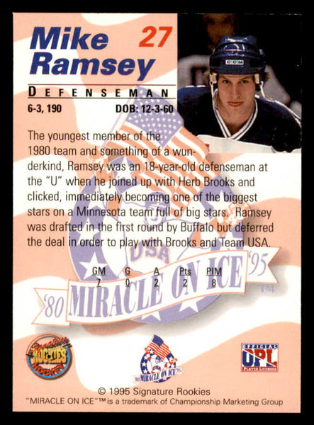 1995 Signature Rookies Miracle on Ice #027 Mike Ramsey Autograph 557973