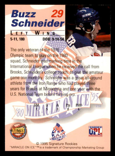 1995 Signature Rookies Miracle on Ice #029 Buzz Schneider Autograph 557974
