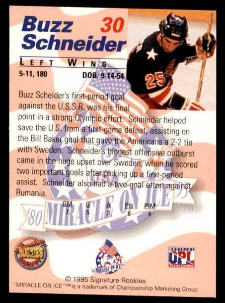 1995 Signature Rookies Miracle on Ice #030 Buzz Schneider Autograph 557977