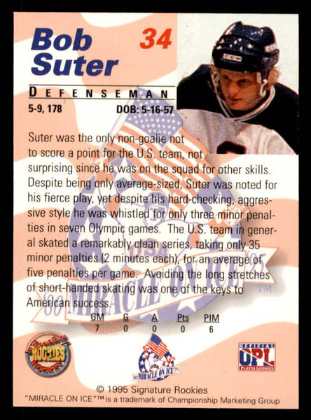 1995 Signature Rookies Miracle on Ice #034 Bob Suter Autograph 557983